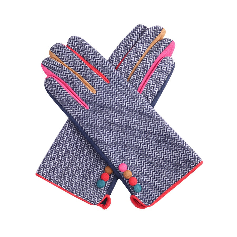 Miss Sparrow Tweed Style Navy or Black Gloves