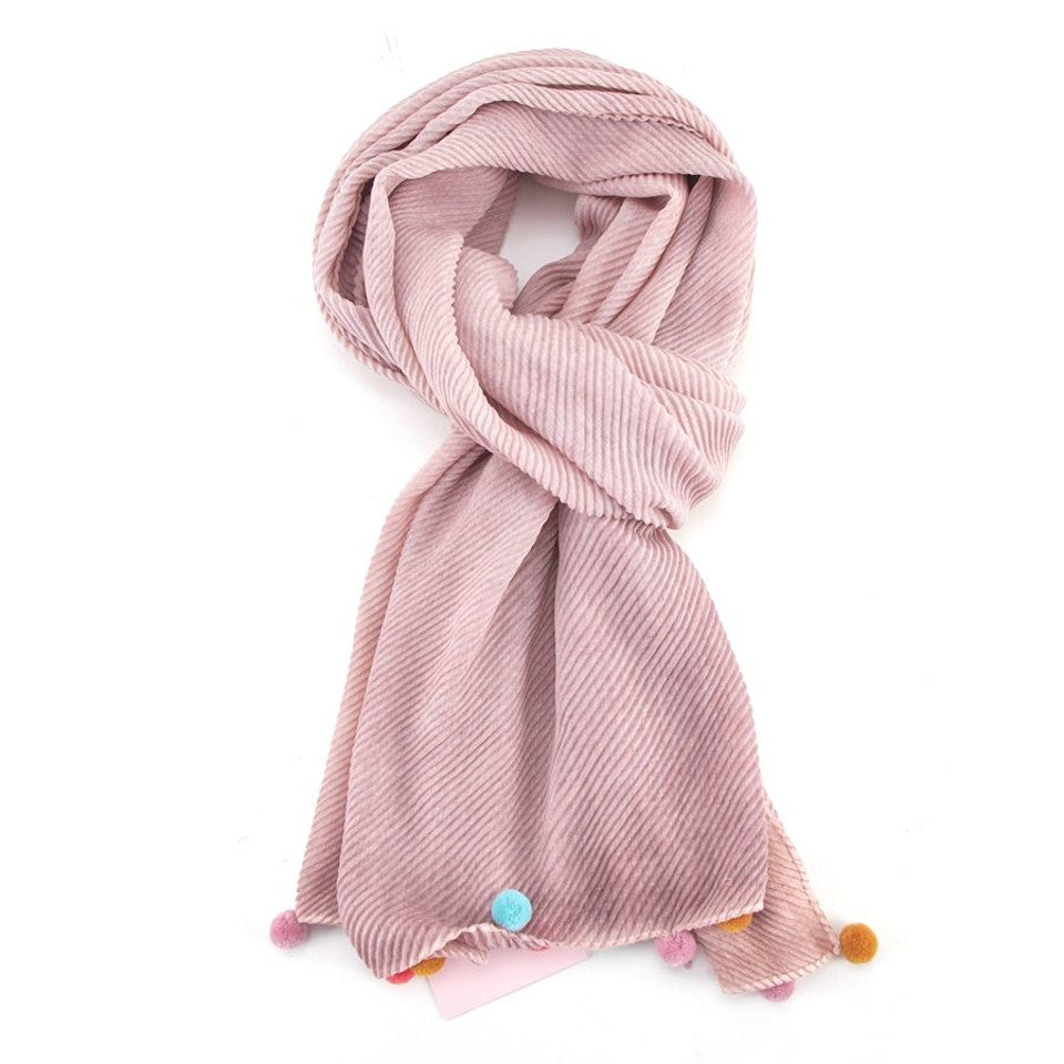 Miss Sparrow Multi Pompom Scarf (Pink, Sky or Silver)